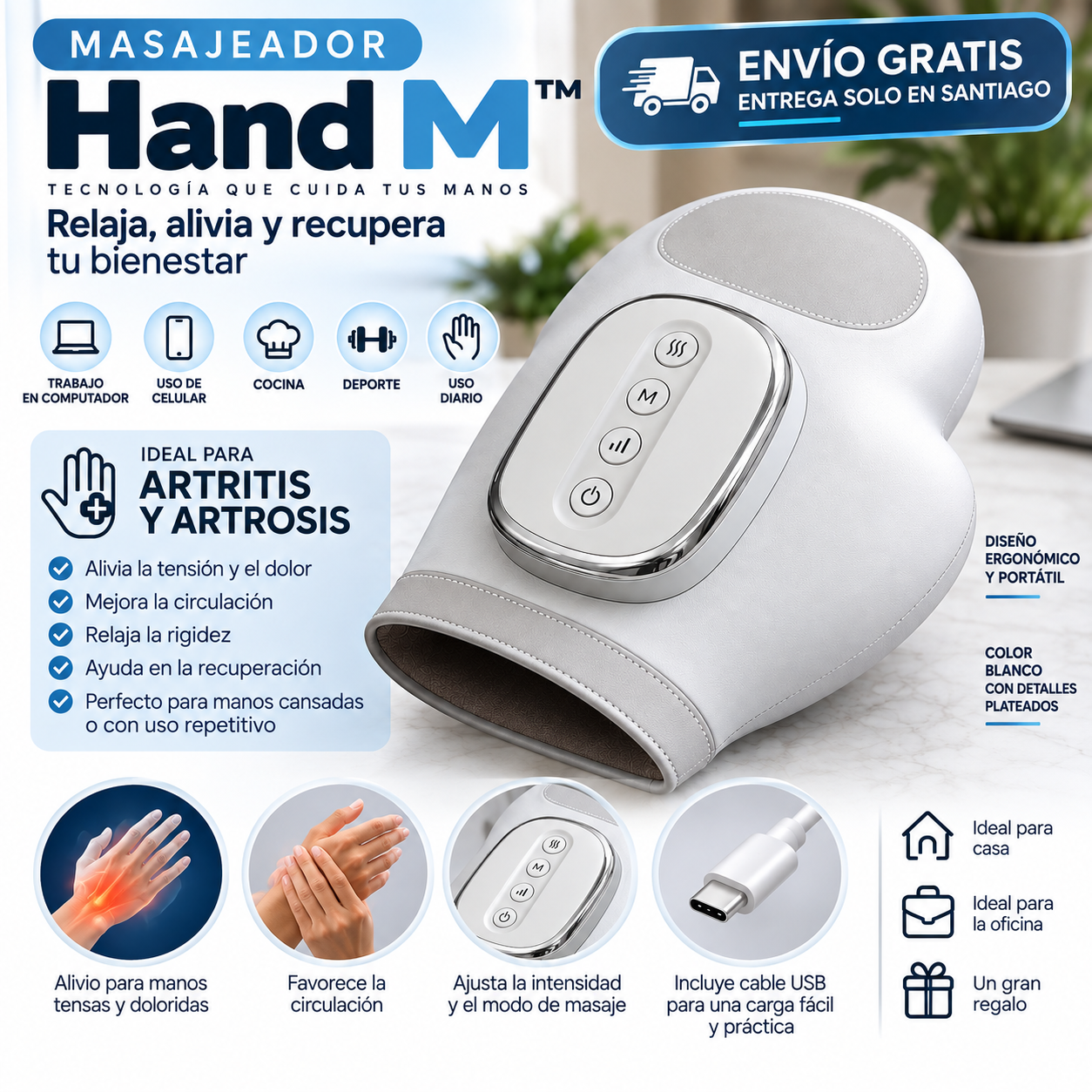 Hand M™ - Masajeador de Manos, ideal para ARTRITIS o ARTROSIS